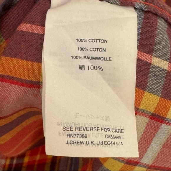 CREWCUTS 100% Cotton Red Plaid Short Sleeve Button Up Shirt Size 14 - Picture 9 of 11